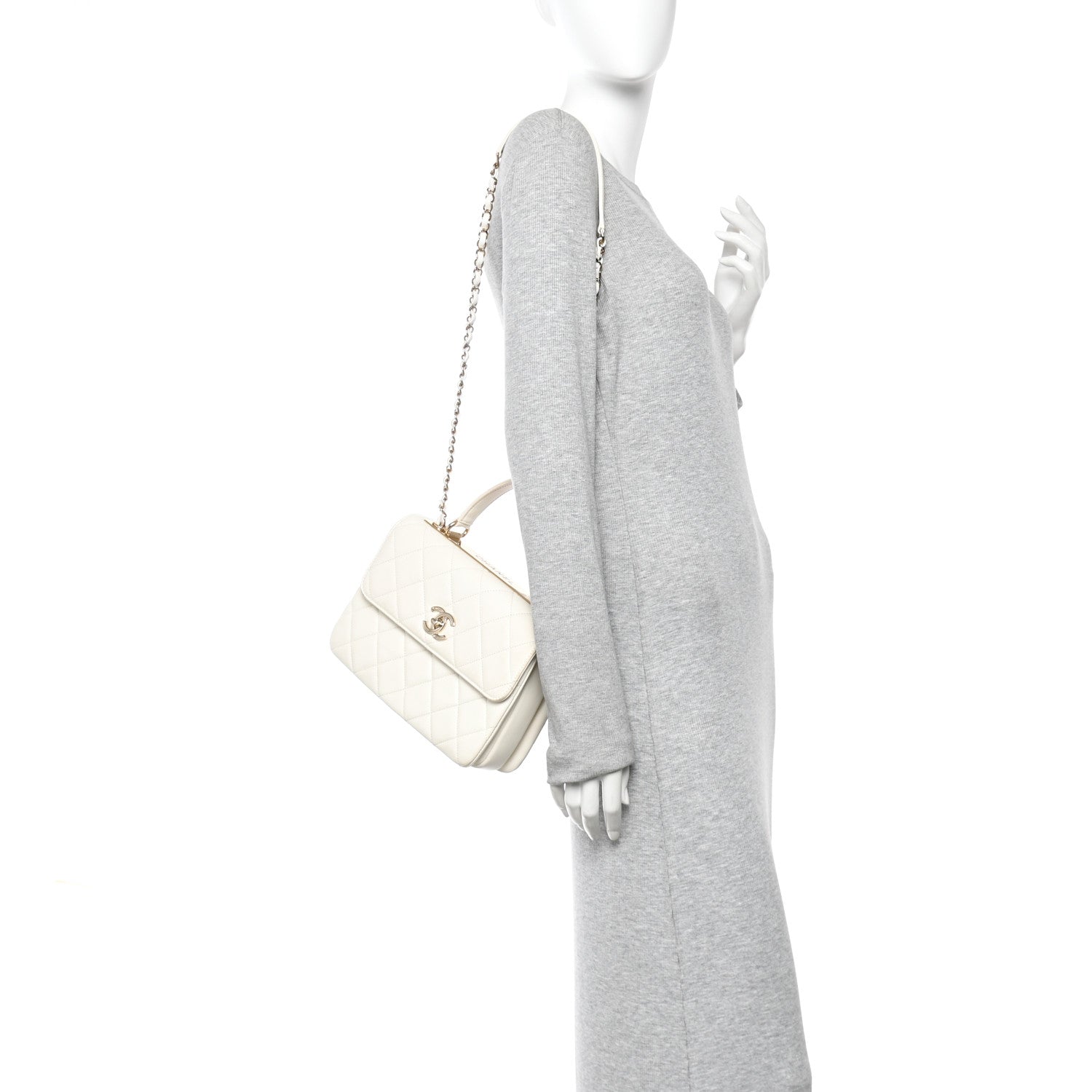 Chanel Lambskin Quilted Small Trendy CC Dual Handle Flap Bag White 2 of 10