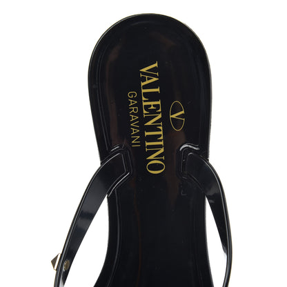 Valentino Garavani PVC Jelly Rockstud Bow Thong Sandals 37 Black 6 of 8