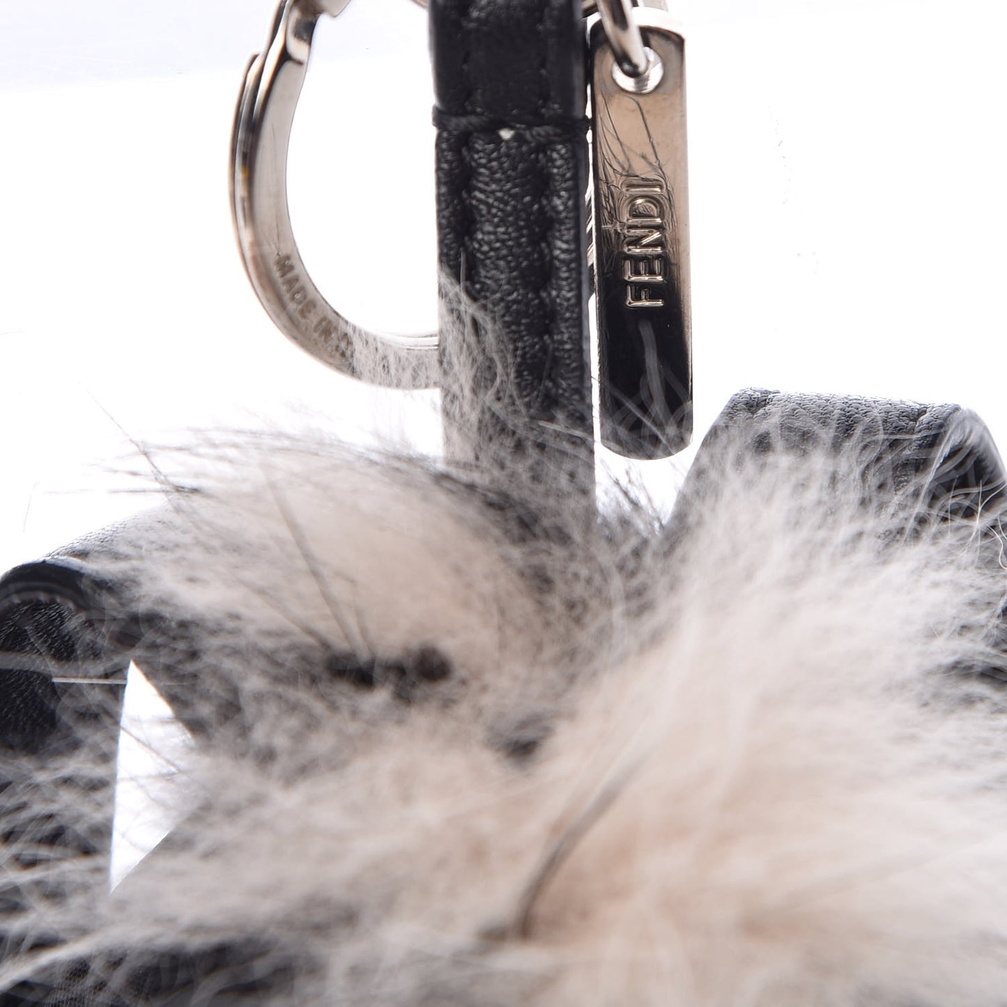 Nylon Shiny Nappa Nutria Fox Fur Monster Eyes Mini Backpack Charm Black Multicolor