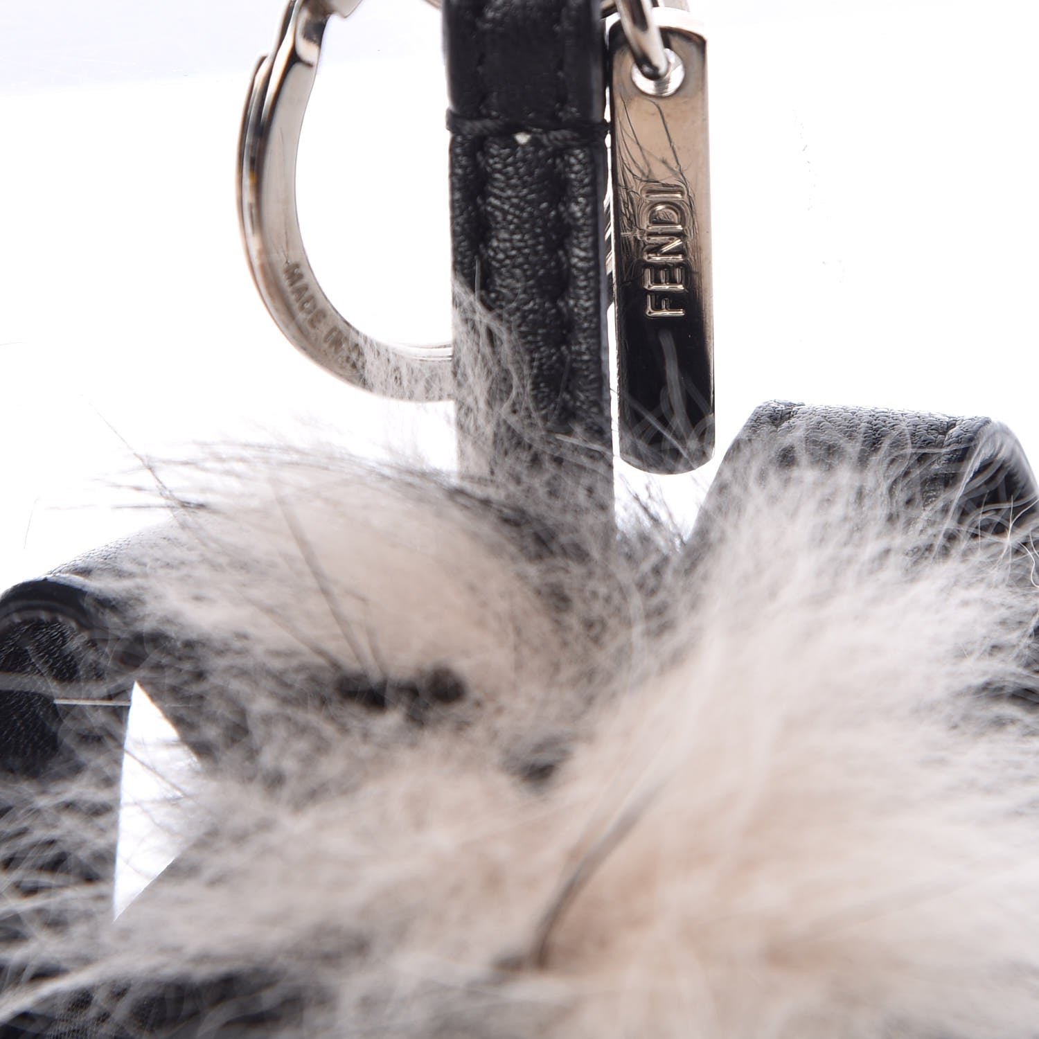 Fendi Nylon Shiny Nappa Nutria Fox Fur Monster Eyes Mini Backpack Charm Black Multicolor 4 of 7