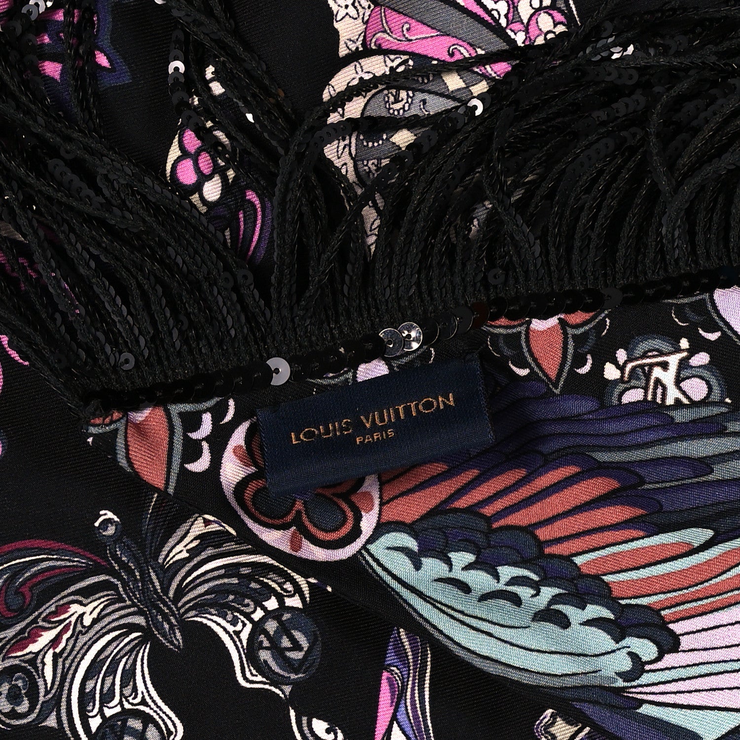 Louis Vuitton Silk Dark Angels Shawl Black 3 of 4