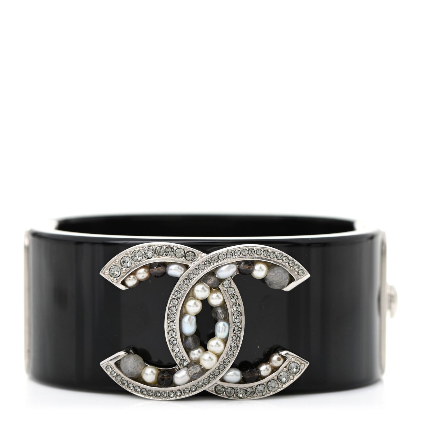 Resin Pearl Crystal CC Cuff Black