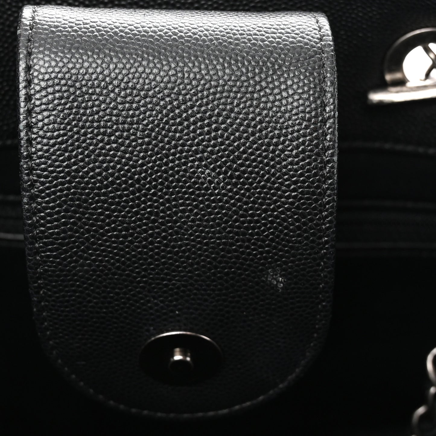 Caviar Lizard Quilted Large Coco Handle Shopping Tote Black