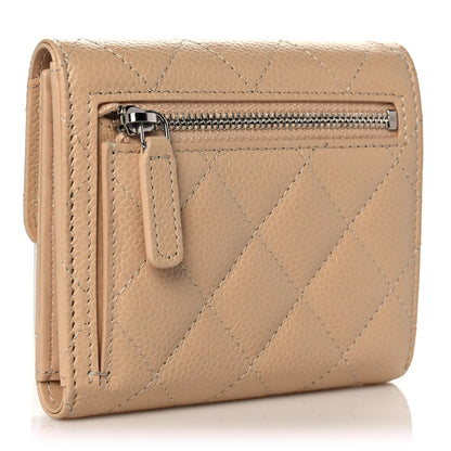 Chanel Caviar Quilted Compact Flap Wallet Beige 3 of 9
