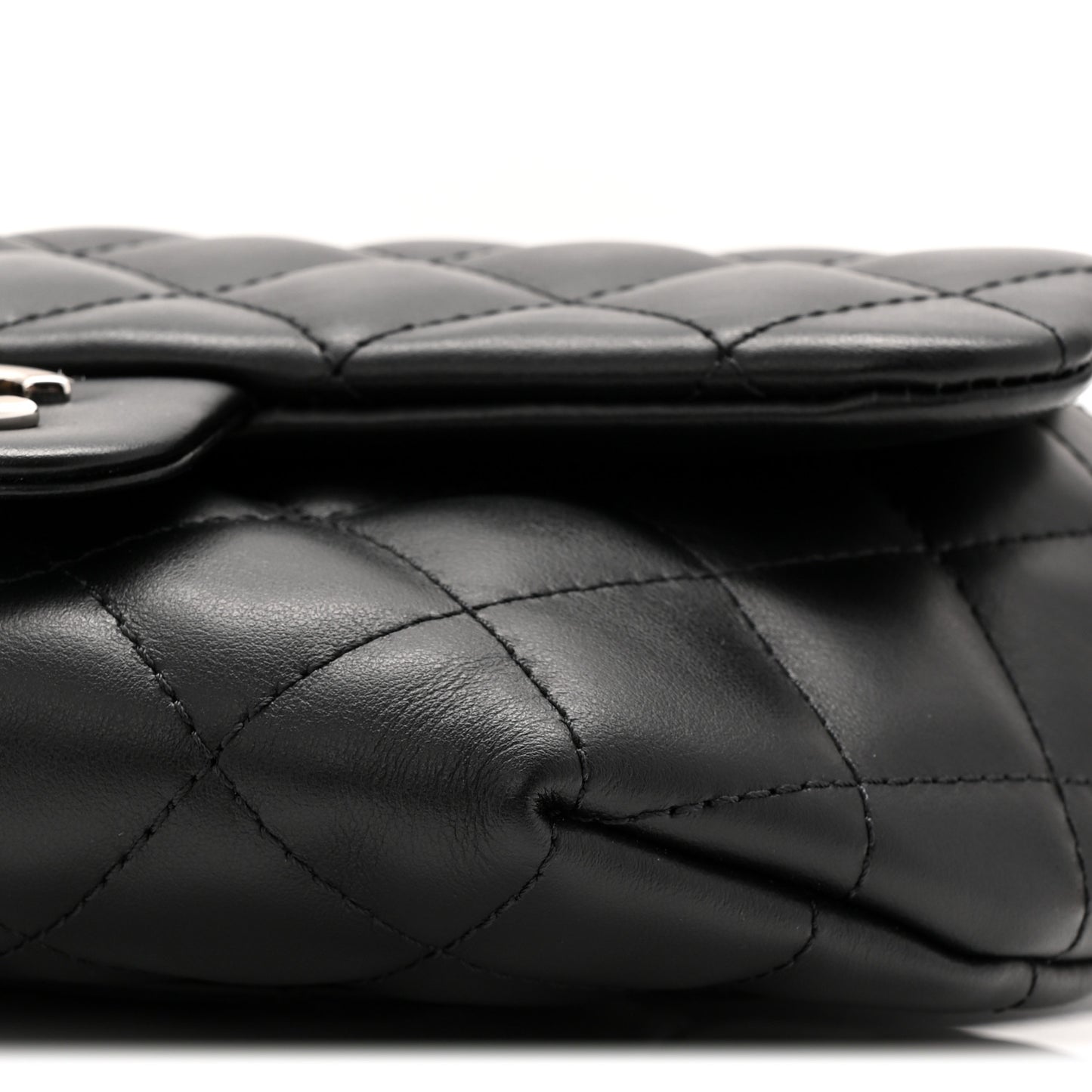Calfskin Quilted CC Uniform Flap Belt Bag Black