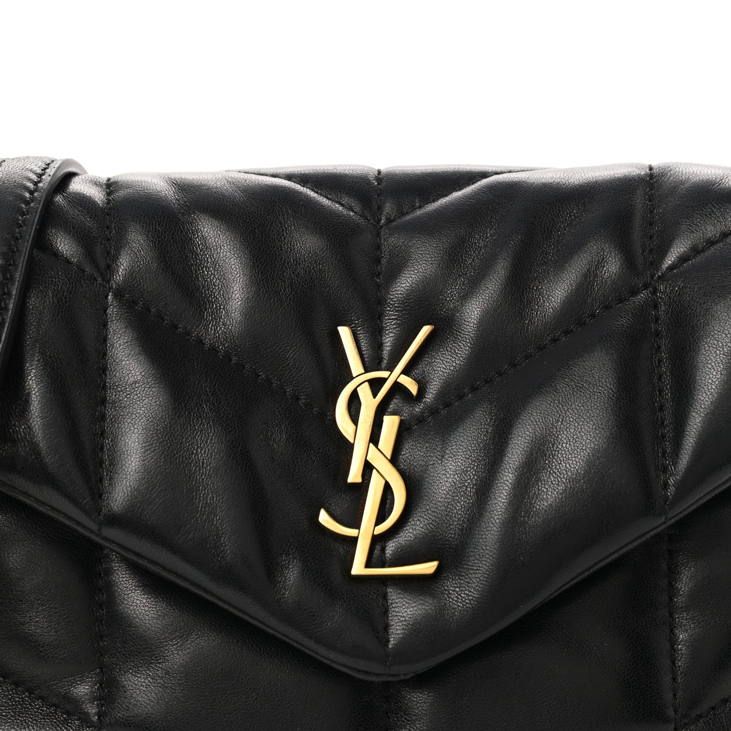 Saint Laurent Lambskin Quilted Toy Loulou Puffer Monogram Chain Satchel Black 9 of 12