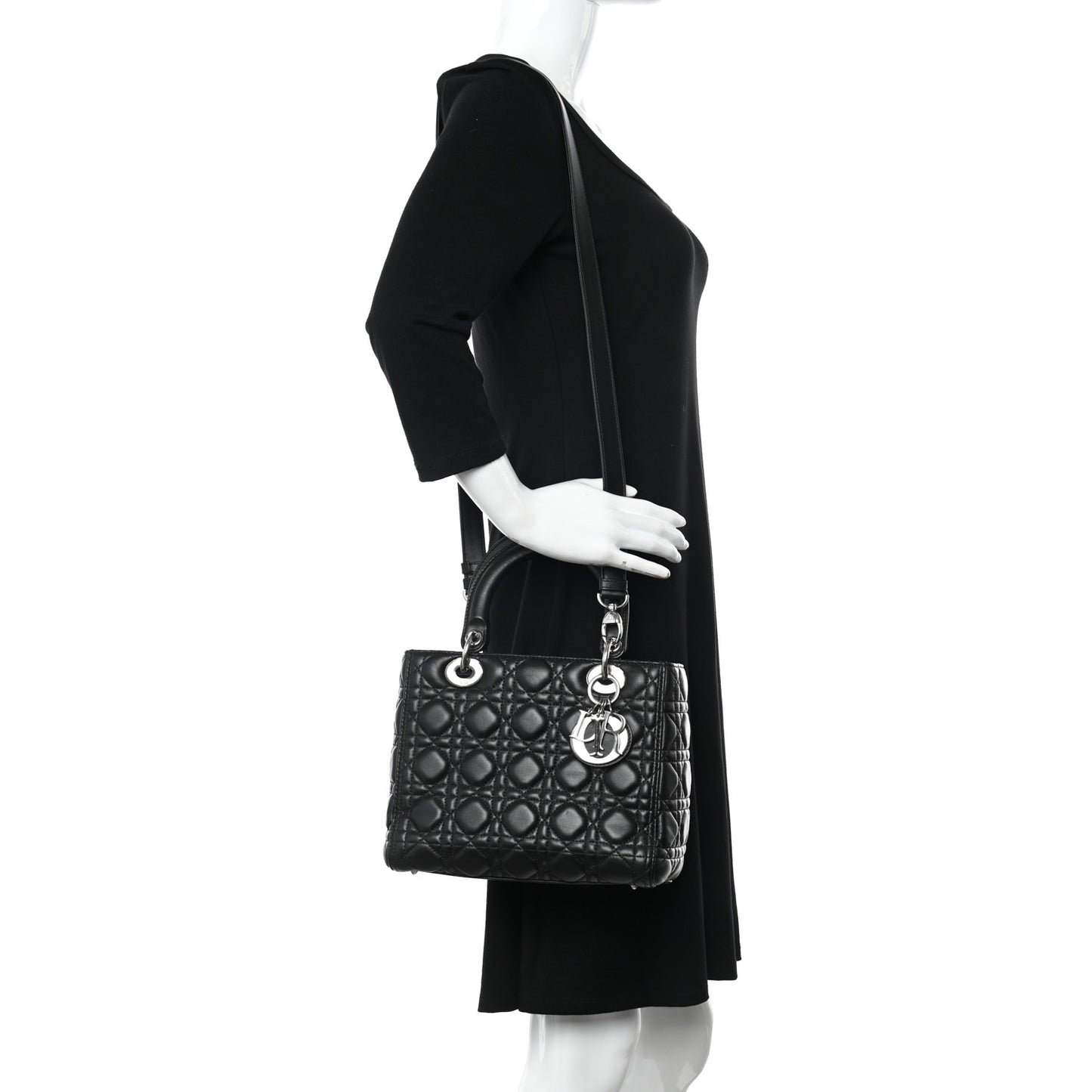 Lambskin Cannage Medium Lady Dior Black