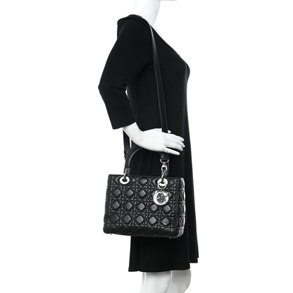 Christian Dior Lambskin Cannage Medium Lady Dior Black 2 of 11