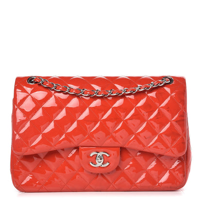 Chanel Patent Quilted Jumbo Double Flap Dark Red 1 of 14