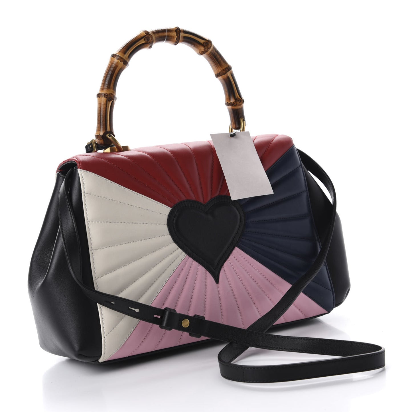 Calfskin Bamboo Trapuntata Queen Margaret Top Handle Bag Blue Agata Hibiscus Red Mystic White Sugar Pink