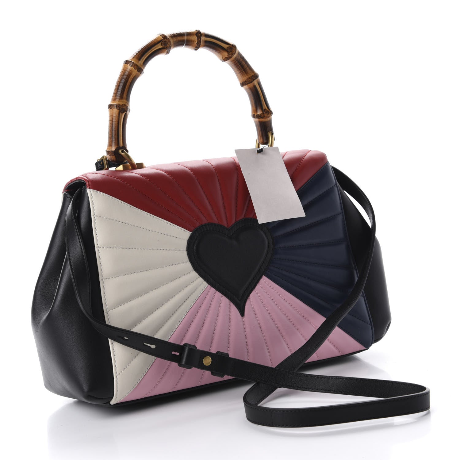 Gucci Calfskin Bamboo Trapuntata Queen Margaret Top Handle Bag Blue Agata Hibiscus Red Mystic White Sugar Pink 3 of 10