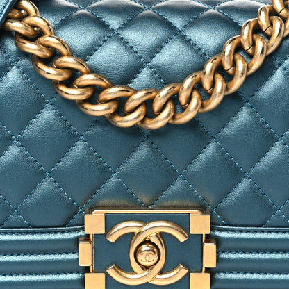 Chanel Metallic Calfskin Quilted Small Boy Flap Blue 8 of 10