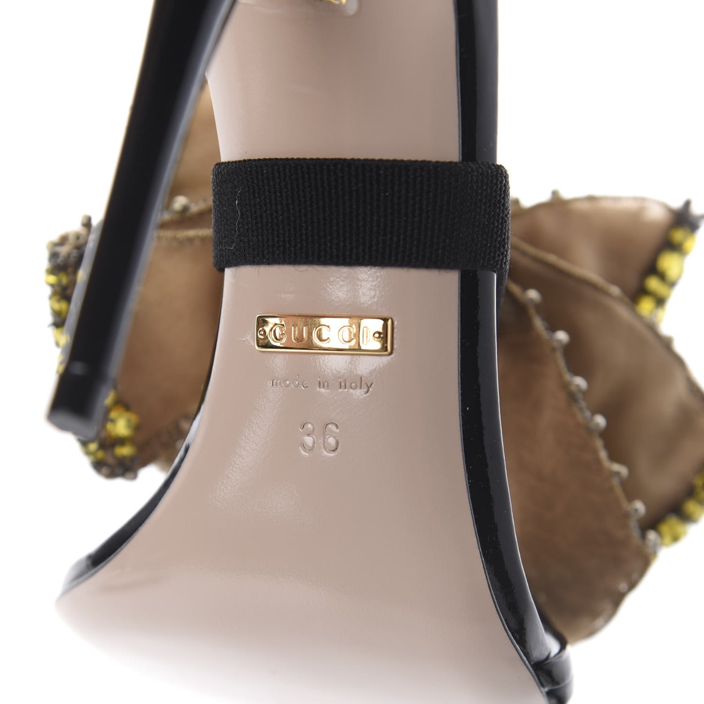 Patent Crystal Removable Bow Sandals 36 Black