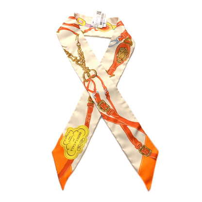Hermes Silk Brides De Gala Applique Pique Twilly Creme Orange Jaune 1 of 4