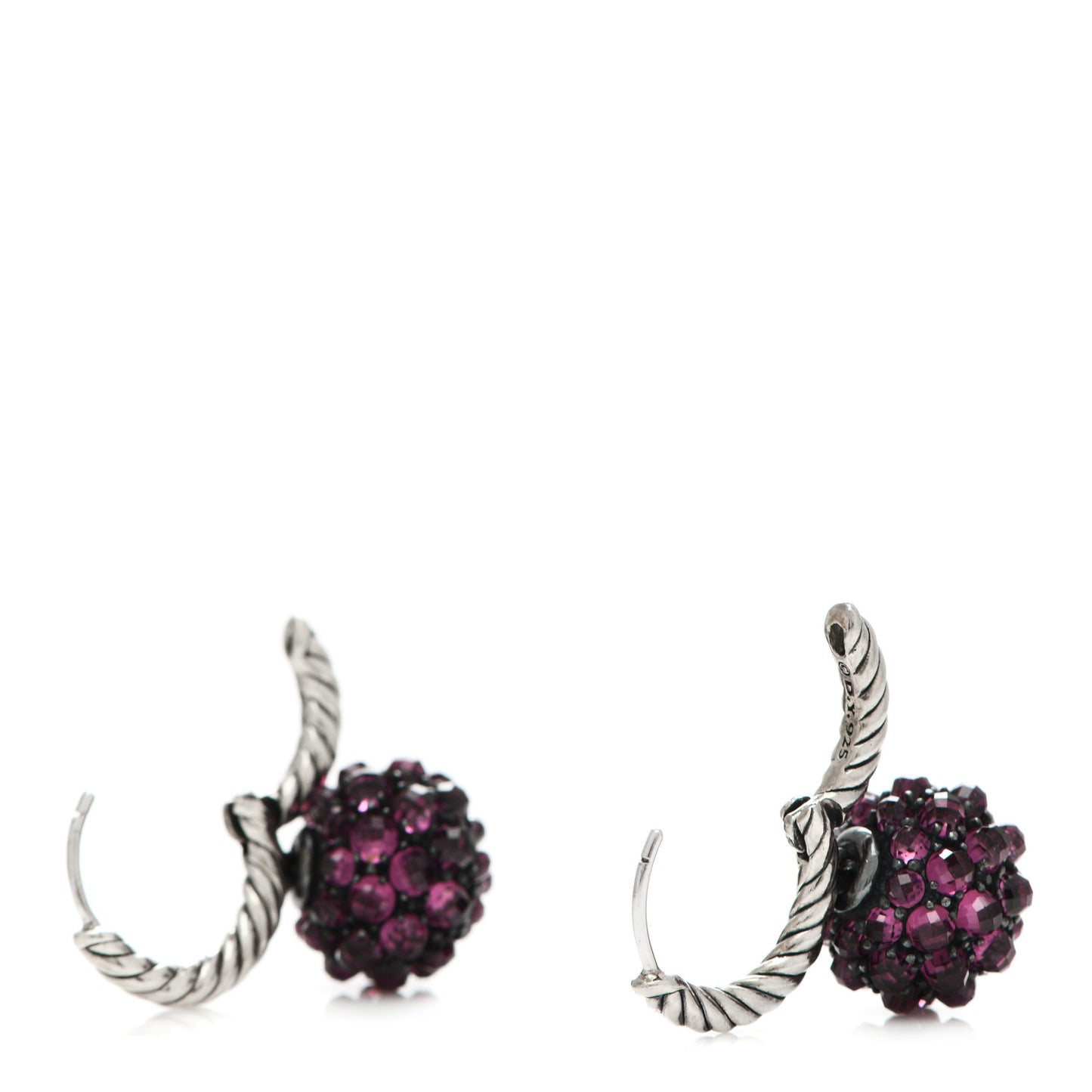 Sterling Silver Rhodolite Garnet 12mm Osetra Drop Earrings