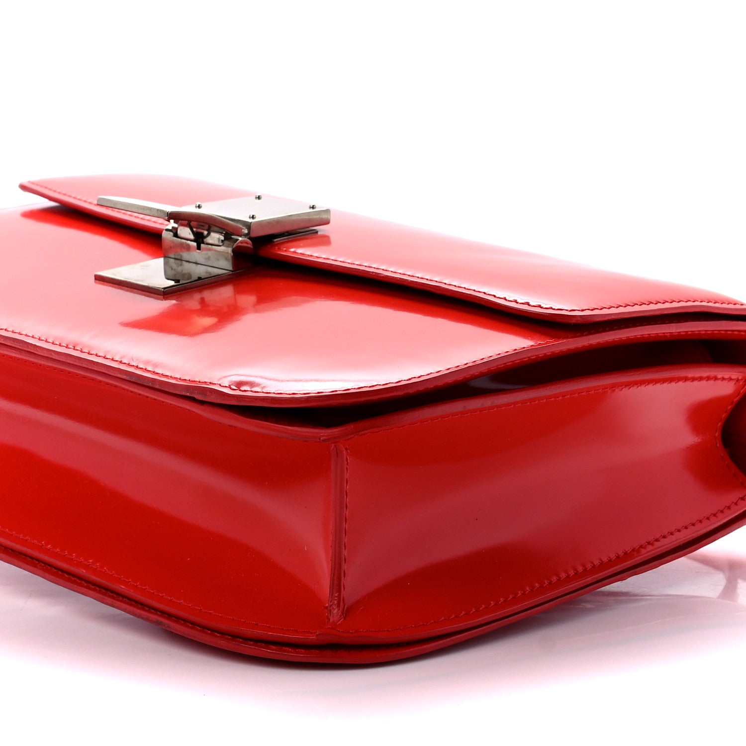 Celine Spazzolato Calfskin Medium Classic Box Flap Bag Vermillion 8 of 10