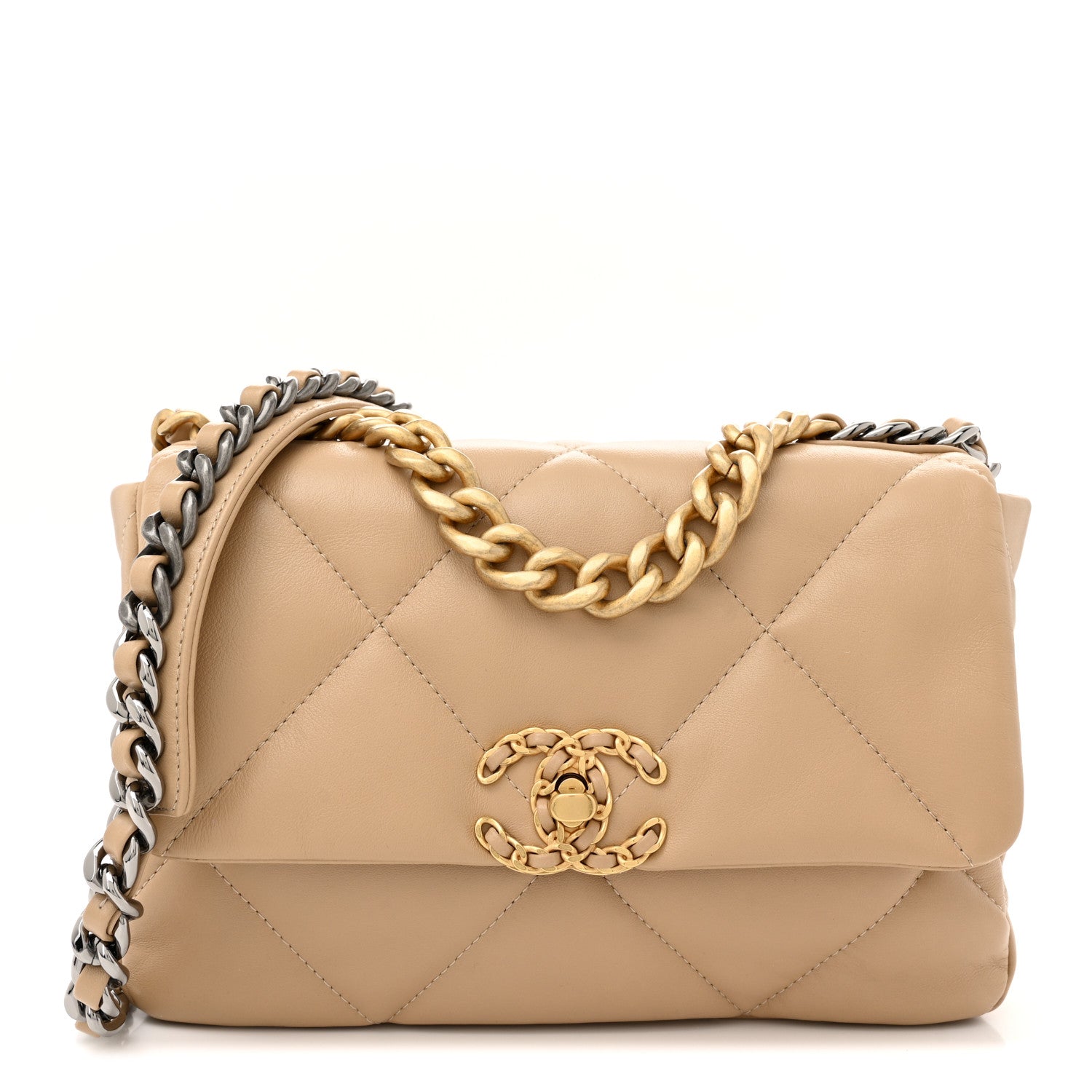 Chanel Lambskin Quilted Medium Chanel 19 Flap Beige 1 of 11
