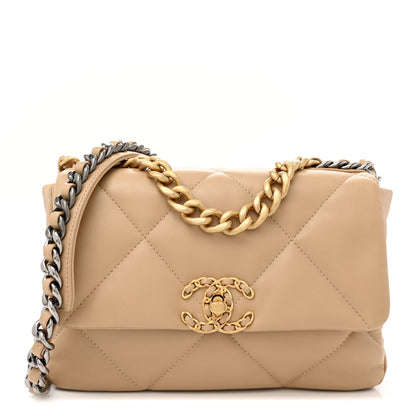 Chanel Lambskin Quilted Medium Chanel 19 Flap Beige 1 of 11