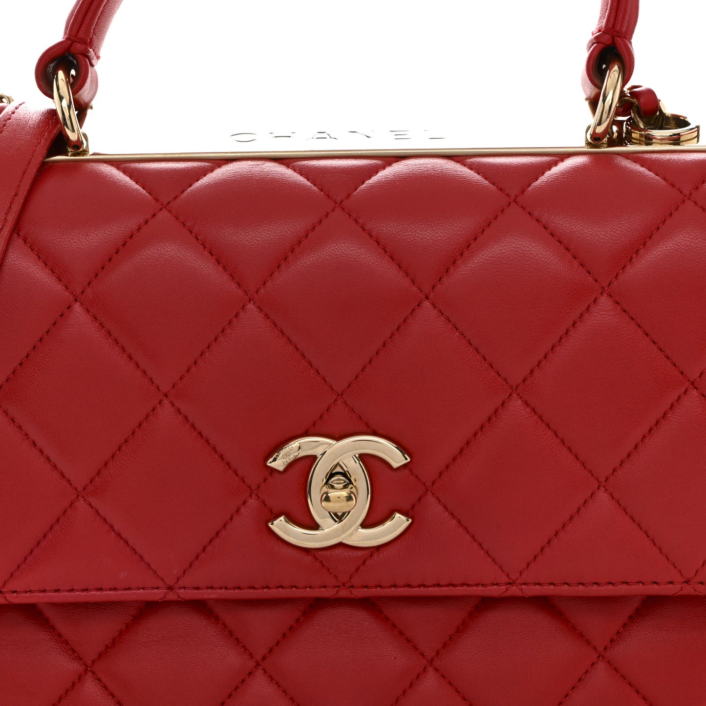 Lambskin Quilted Medium Trendy CC Flap Dual Handle Bag Red