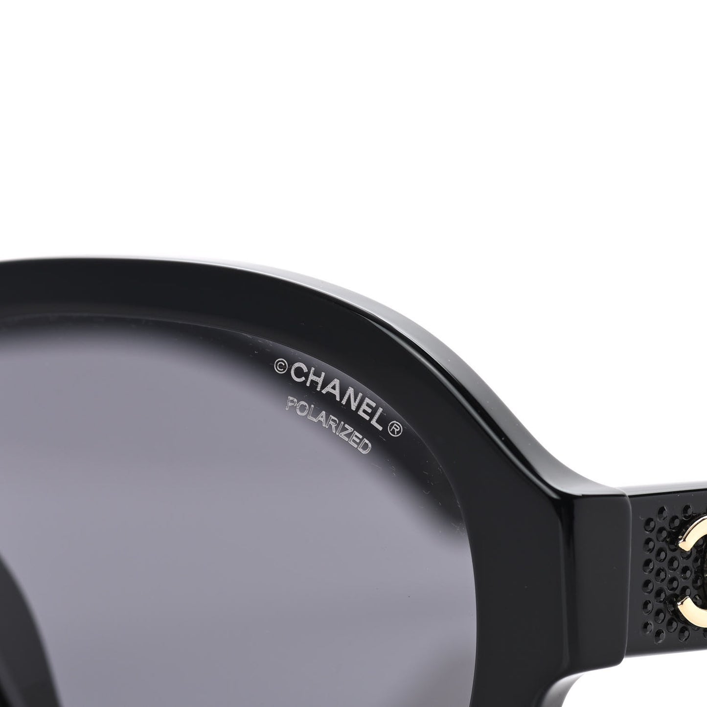 Acetate Strass Polarized Pilot Sunglasses 5467-B Black