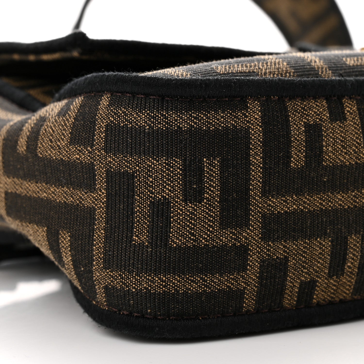 Fendi Fabric Jacquard FF 1974 Medium Baguette Tobacco Moro Black 8 of 9
