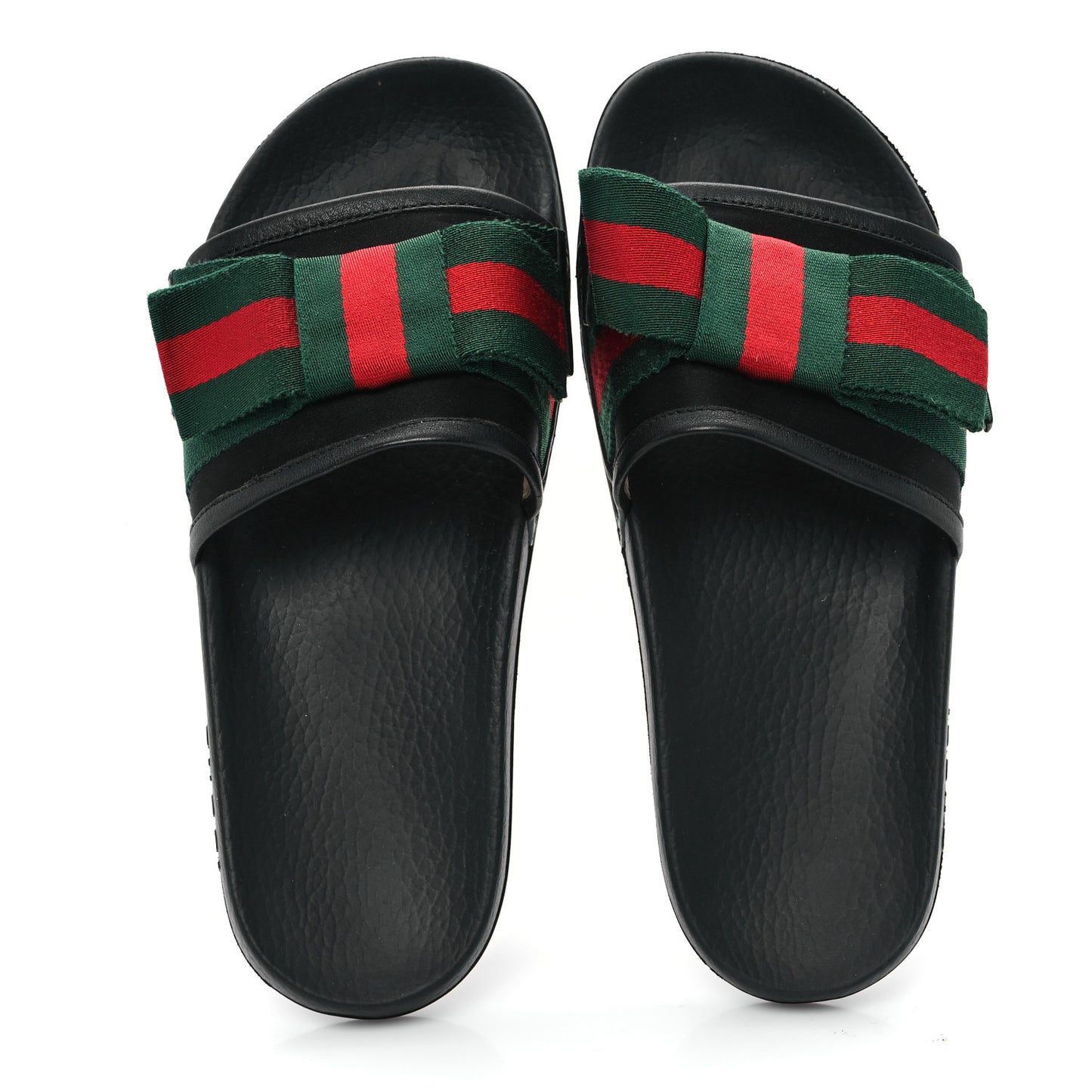 Satin Web Bow Slide Sandals 39 Black