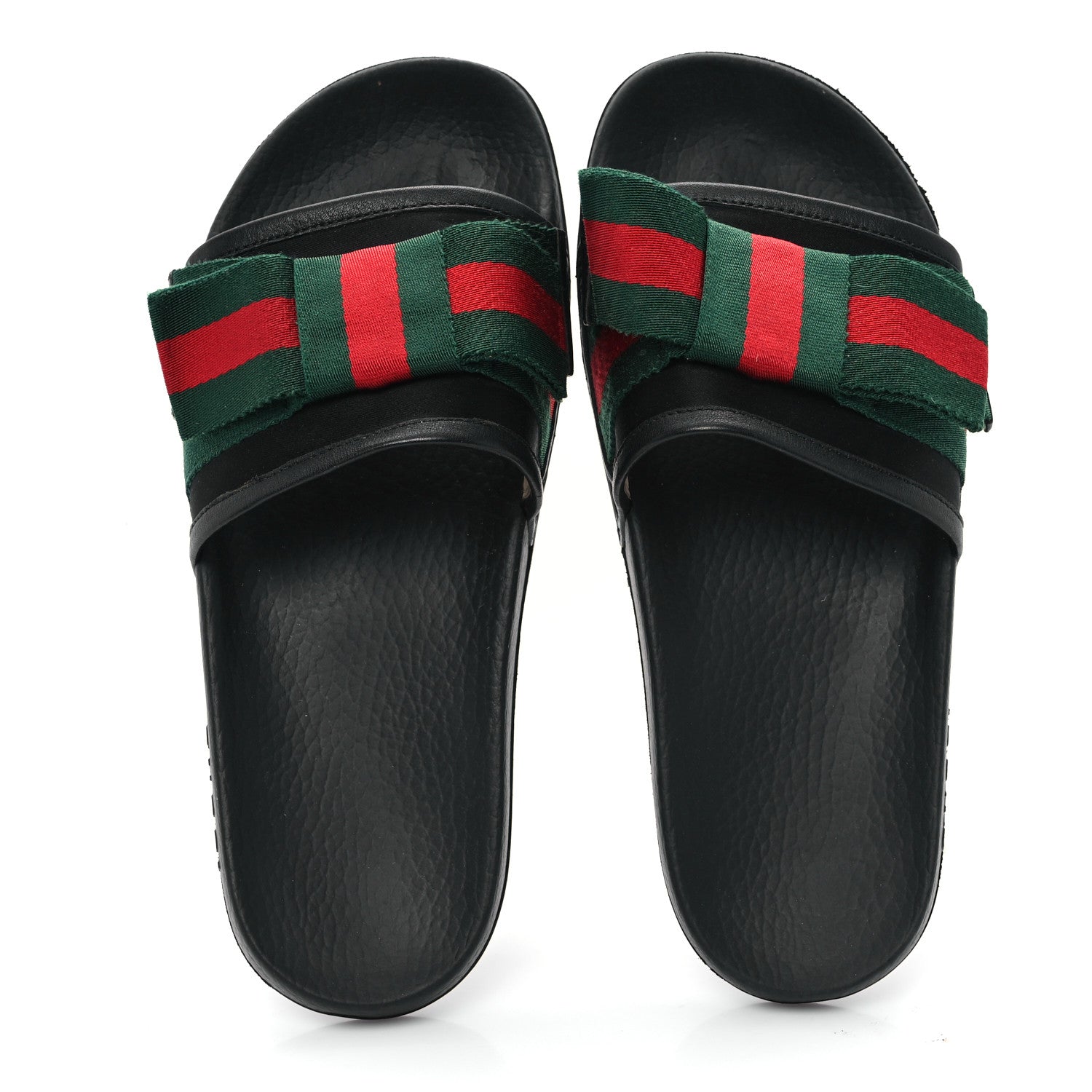 Gucci Satin Web Bow Slide Sandals 39 Black 2 of 11