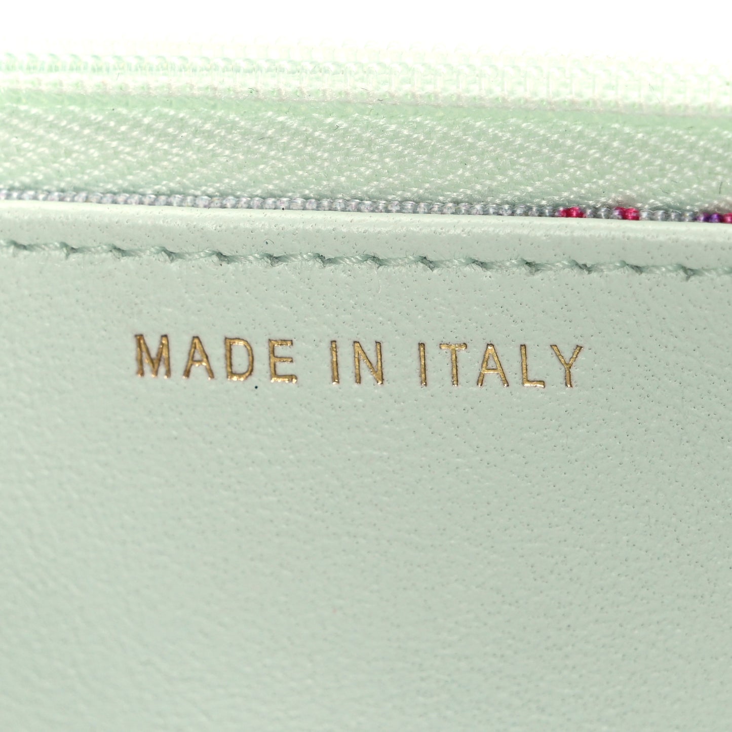 Lambskin Quilted Textured CC Wallet On Chain WOC Light Green