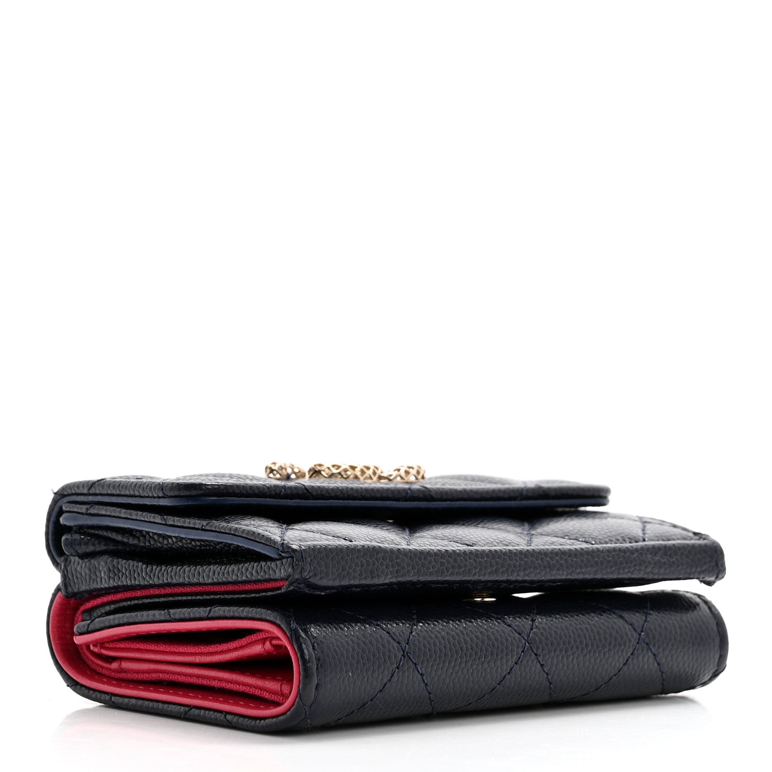 Chanel Caviar Metal Perforated Quilted Small CC Flap Wallet Navy 4 of 14