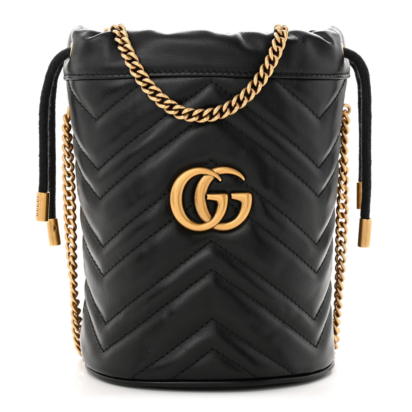 Calfskin Matelasse Mini GG Marmont 2.0 Bucket Bag Black
