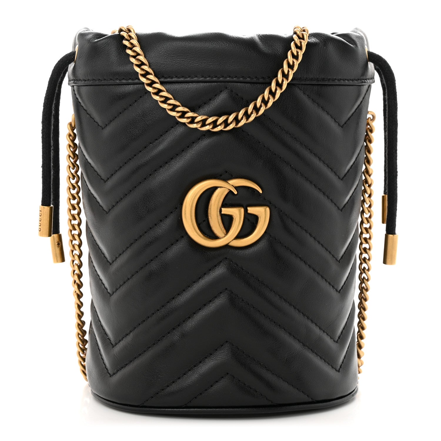 Gucci Calfskin Matelasse Mini GG Marmont 2.0 Bucket Bag Black 1 of 13