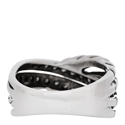 David Yurman Sterling Silver Diamond Double Crossover Cable Ring 54 7 3 of 4