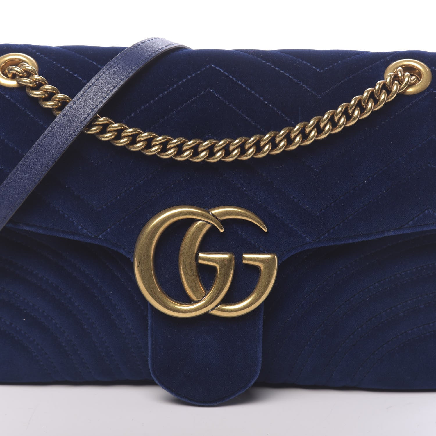 Gucci Velvet Matelasse Medium GG Marmont Shoulder Bag Cobalt Blue 10 of 13