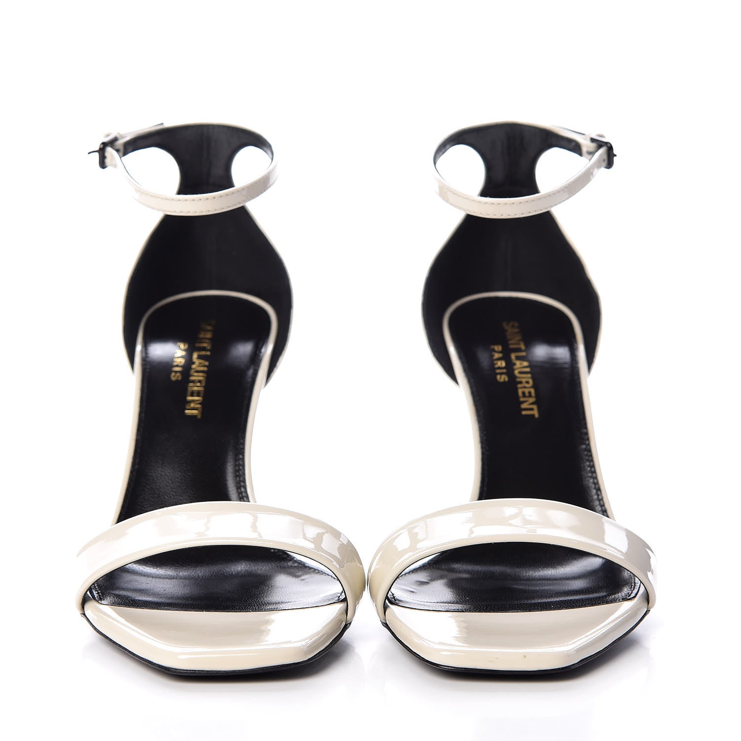 Saint Laurent Patent Calfskin Amber 85 Ankle Strap Sandals 35 Neutro 2 of 8