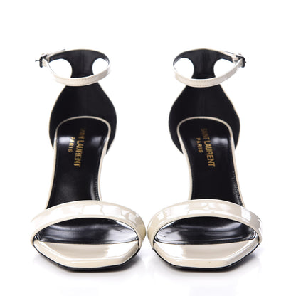 Saint Laurent Patent Calfskin Amber 85 Ankle Strap Sandals 35 Neutro 2 of 8
