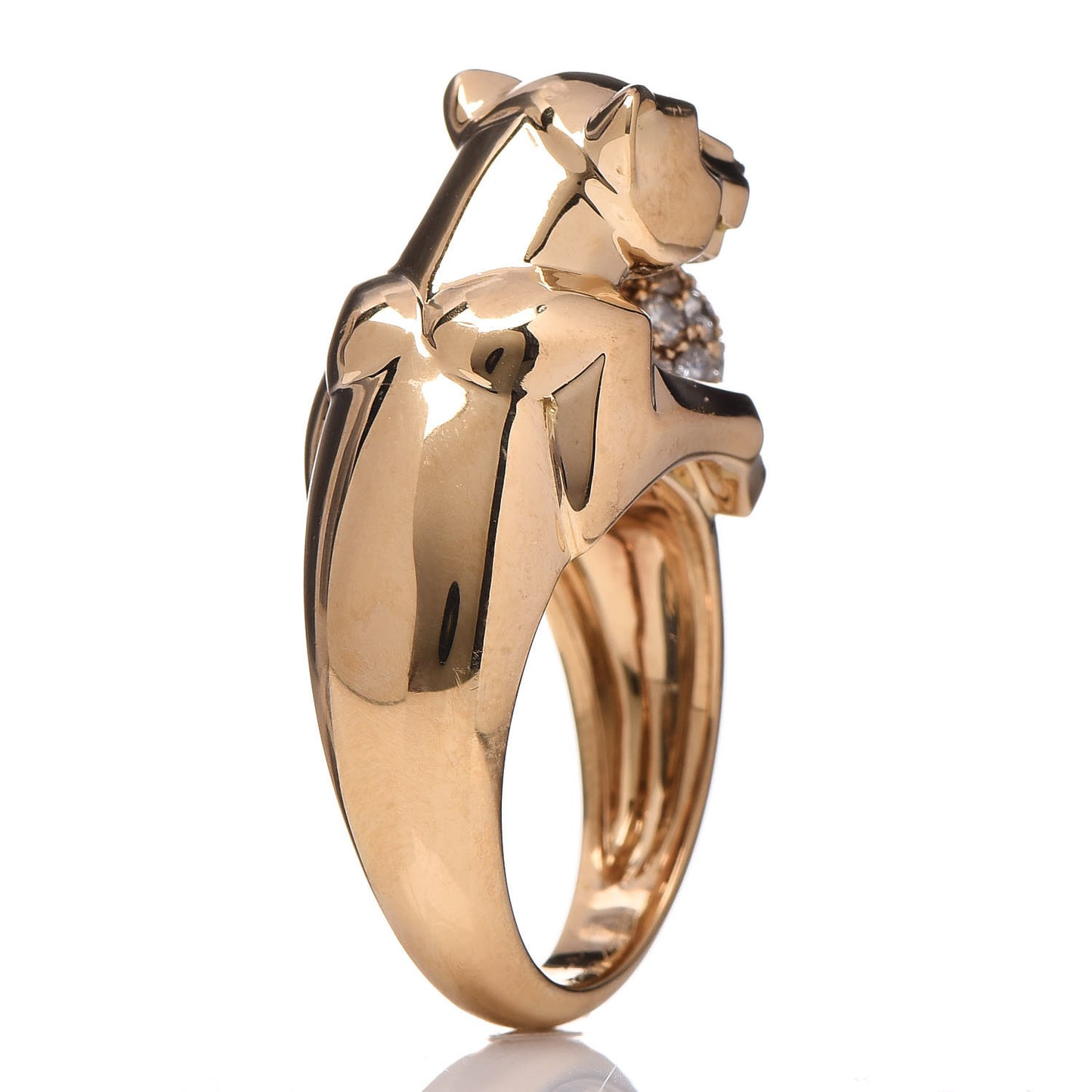 18K Yellow Gold Diamond Onyx Emerald Panthère De Ring 53 6.25