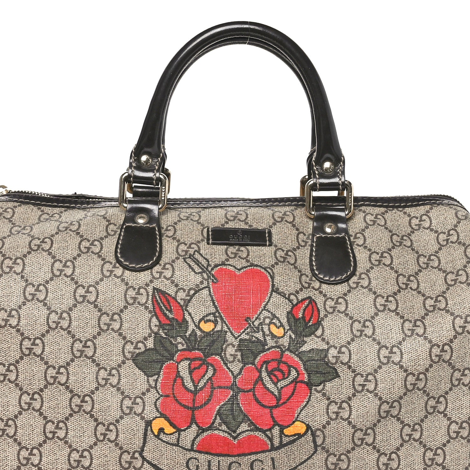 Gucci GG Plus Monogram Tattoo Heart Medium Joy Boston Dark Brown 8 of 13