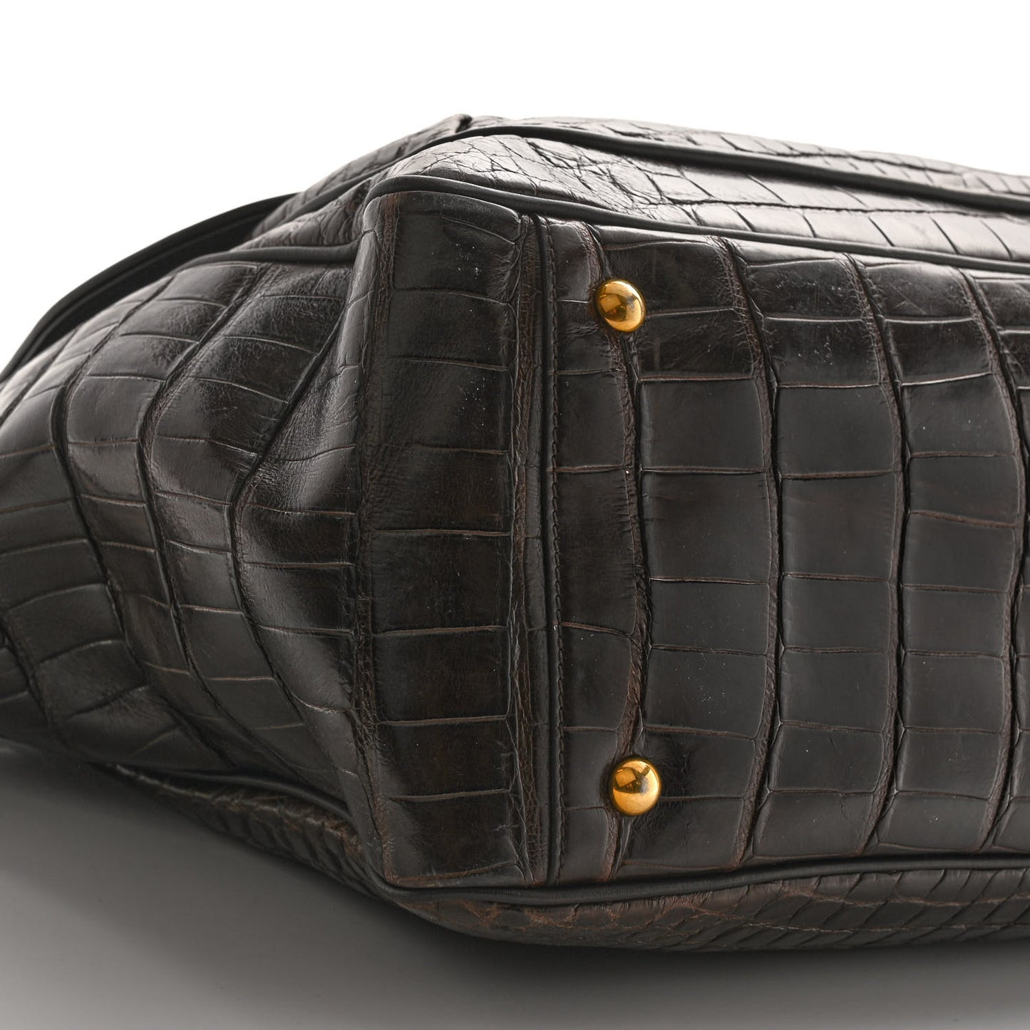Crocodile Medium 1973 Top Handle Satchel Brown