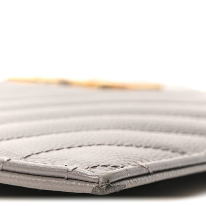 Saint Laurent Grain De Poudre Chevron Monogram Large Bill Pouch Fog 9 of 10