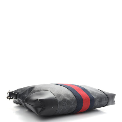 Gucci Soft GG Supreme Monogram Appia Calfskin Web East West Messenger Bag Black Grey 3 of 12