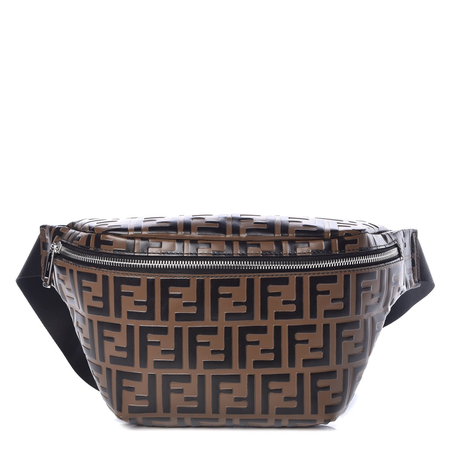 Fendi Vitello Century Bi-Color FF 1974 Embossed Belt Bag Maya Black 1 of 9