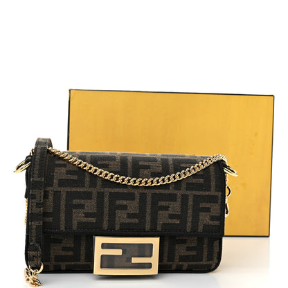 Fendi Fabric Jacquard FF 1974 Mini Baguette Tobacco Moro Black 11 of 11