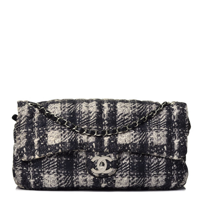 Chanel Nylon Tweed Print Jumbo Flap Black 1 of 12