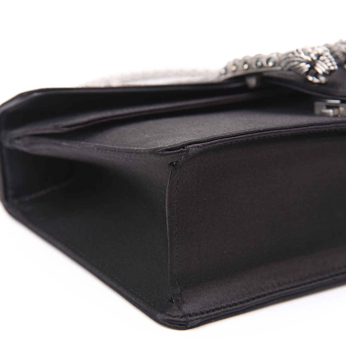 Satin Silk Crystal Small Dionysus Shoulder Bag Black Black Diamond