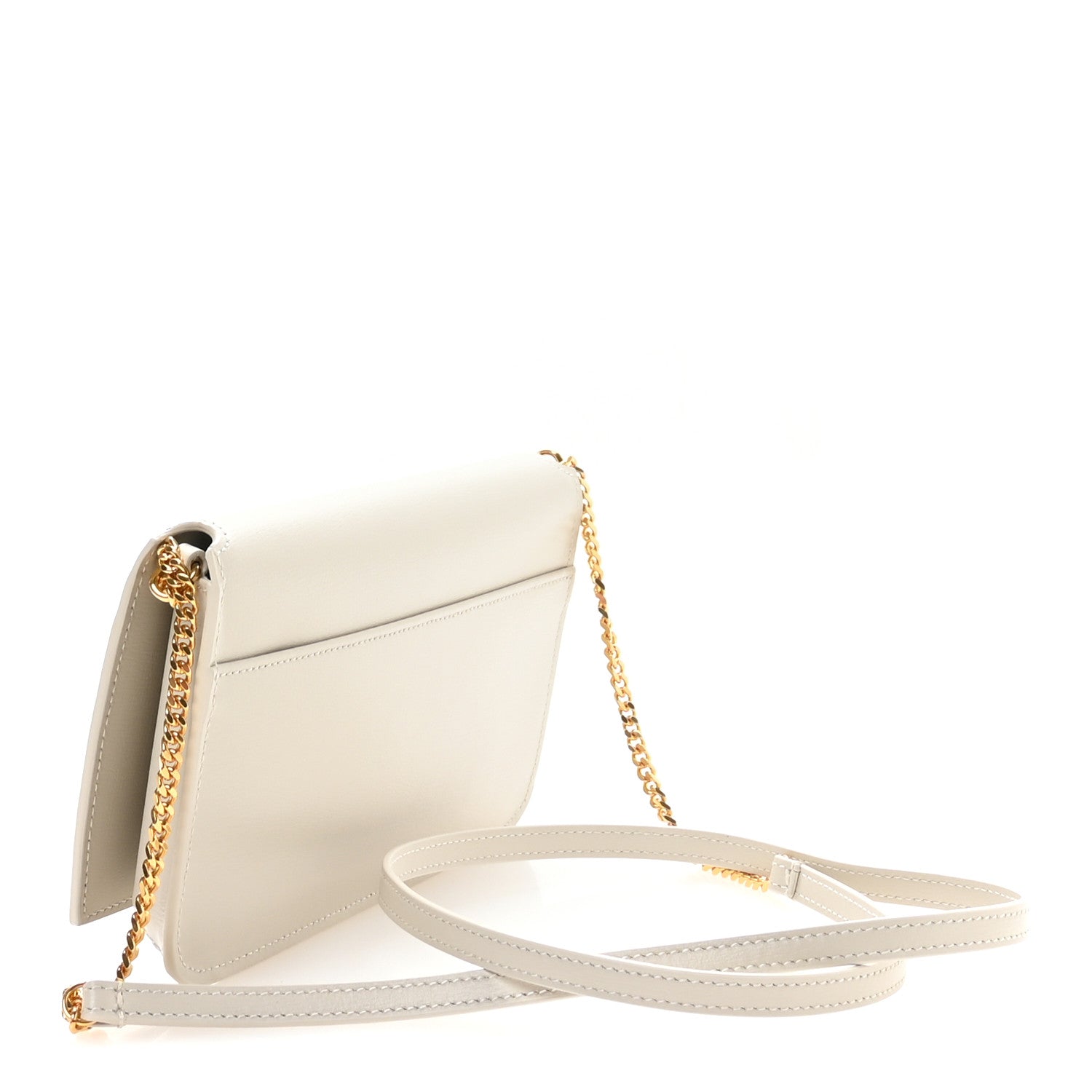 Saint Laurent Smooth Calfskin Monogram Phone Holder Crossbody Crema Soft 3 of 10