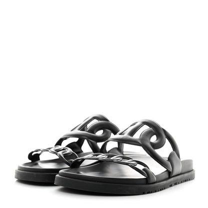 Hermes Nappa Extra Sandals 38.5 Black 3 of 9