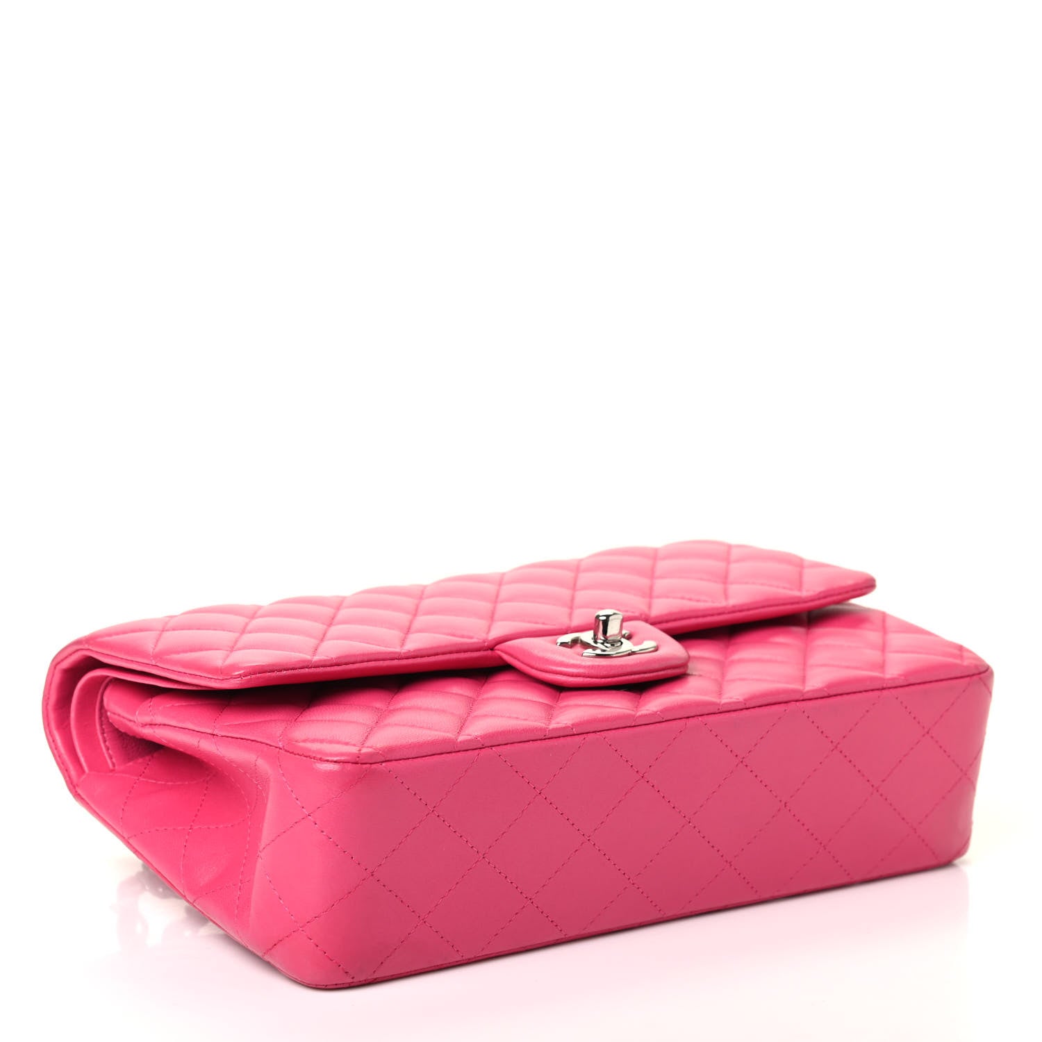 Chanel Lambskin Quilted Medium Double Flap Dark Pink 3 of 4