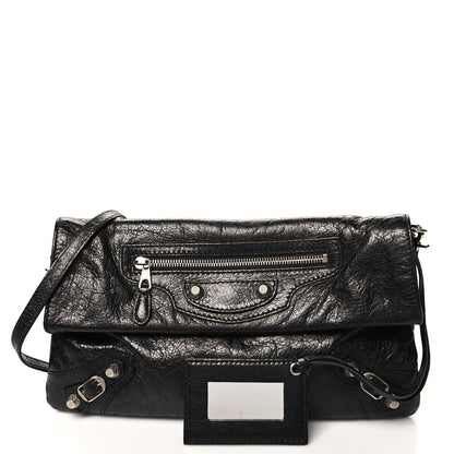 Balenciaga Agneau Giant 12 Silver Hardware Envelope Strap Clutch Black 3 of 14