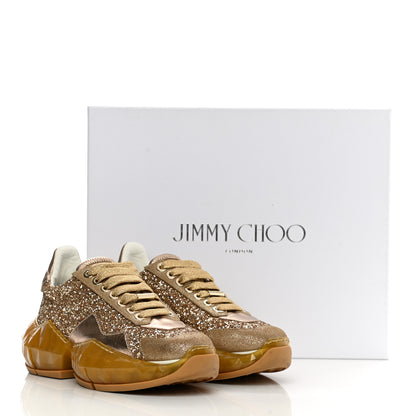 Jimmy Choo Calfskin Glitter Womens Diamond Low Top Sneaker 36 Gold 10 of 10
