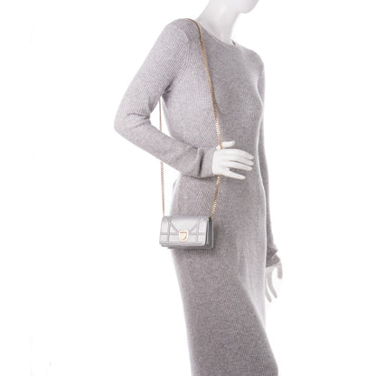 Christian Dior Metallic Grained Calfskin Baby Diorama Flap Bag Silver 2 of 6